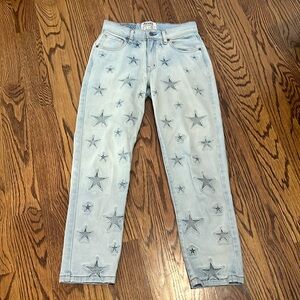 Revice Denim Light Wash Star Pattern Front Mom Jeans Size 26
